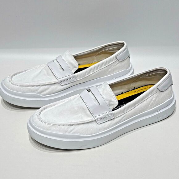 Cole Haan GrandPro Rally Women's White Canvas Penny Loafers Comfort Size 8.5B - Picture 2 of 16